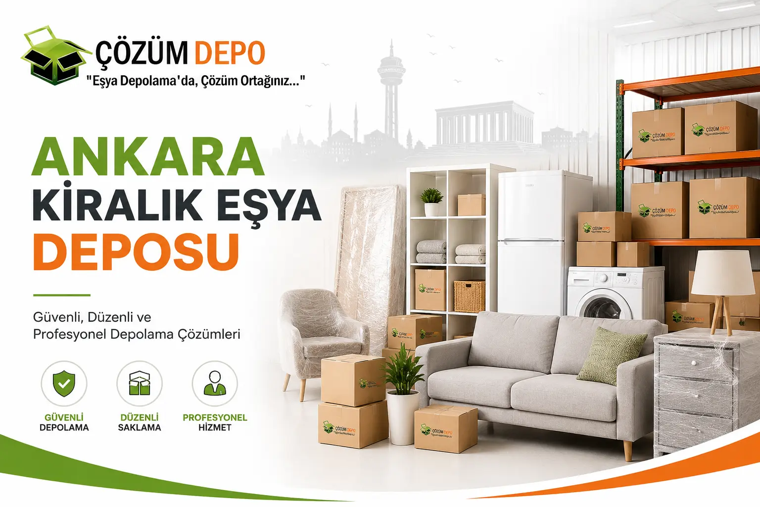 Ankara kiralık eşya deposu hizmeti için güvenli, düzenli ve profesyonel depolama alanı görseli