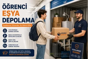 Öğrenci Eşya Depolama alanında koli, valiz ve kitaplarla birlikte depolanması