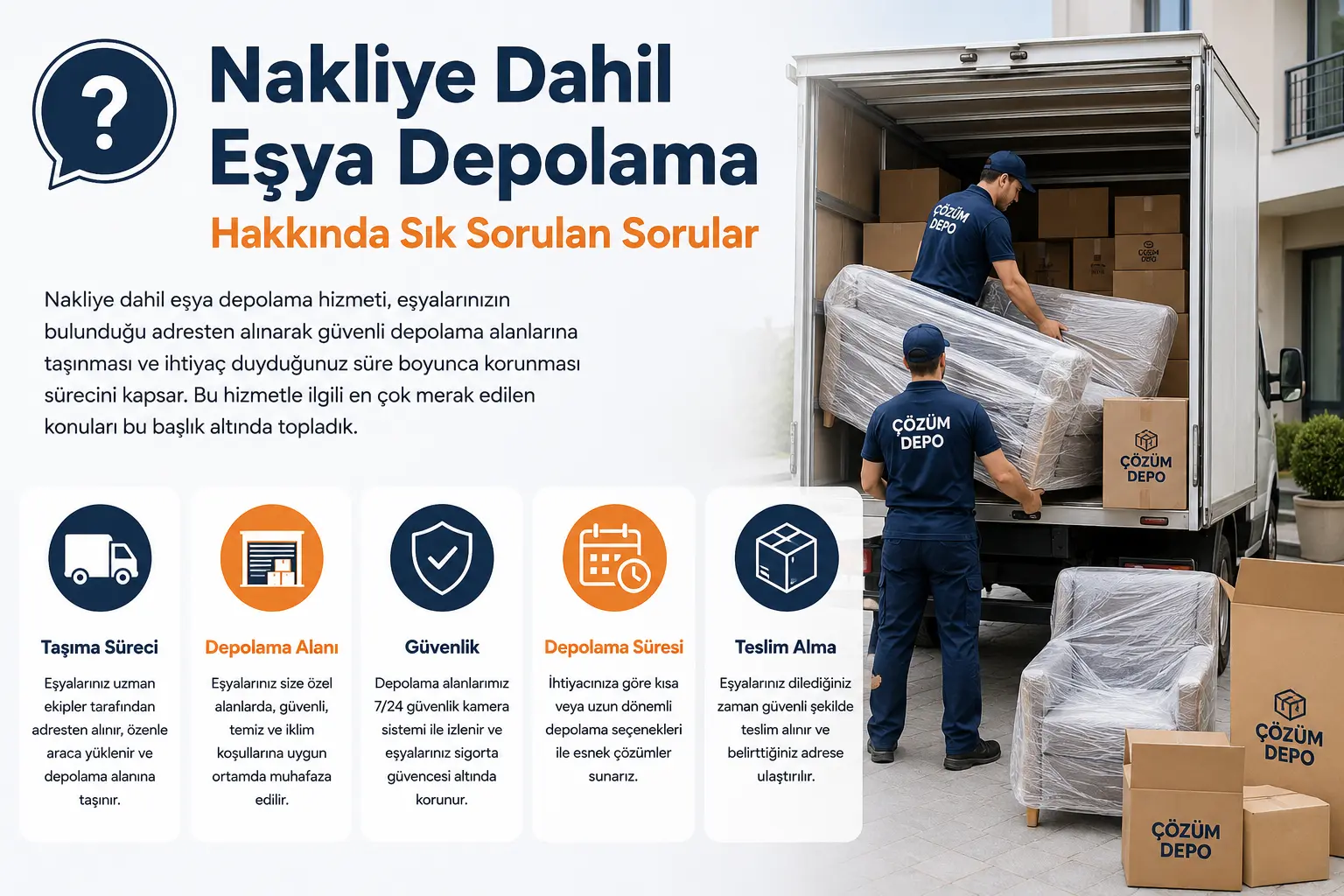 Nakliye dahil eşya depolama hizmeti için eşyaların adresten alınarak depoya taşınması