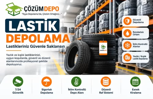 Yazlık ve kışlık lastiklerin güvenli depolama alanında saklanması