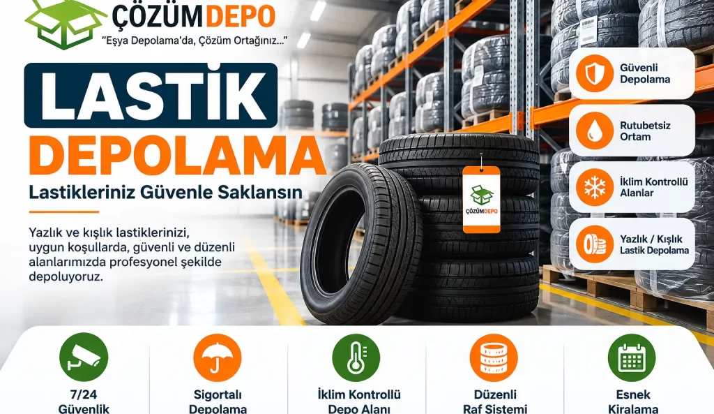 Yazlık ve kışlık lastiklerin güvenli depolama alanında saklanması